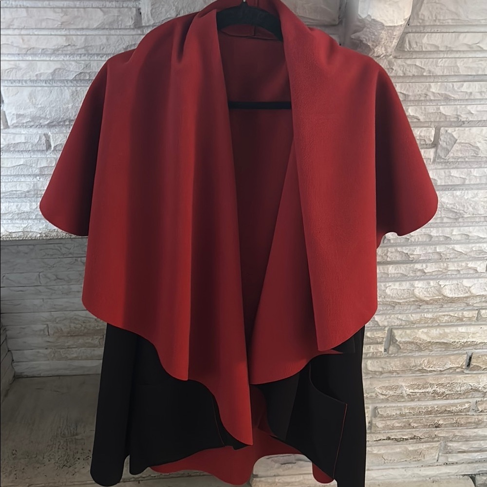 Janska Elegant Rust and Black Women's oversized fleece shawl One Size